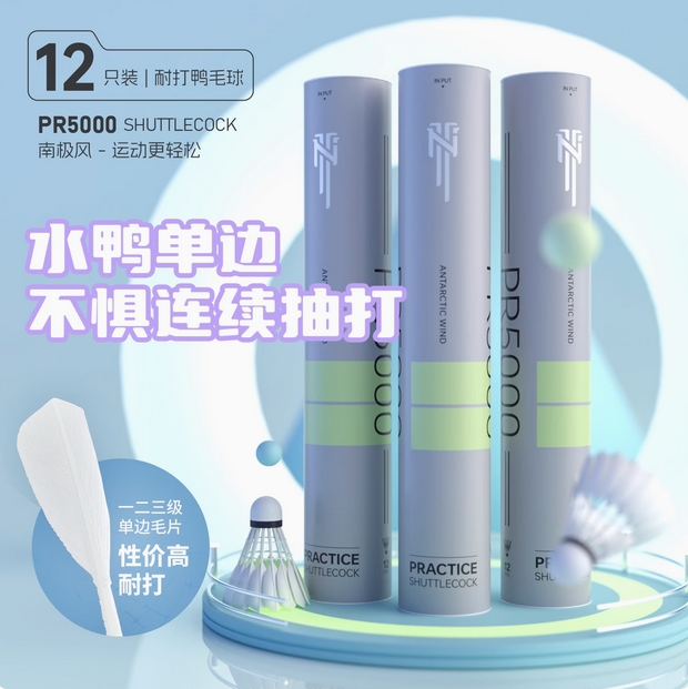 南极风PR5000 鸭毛羽毛球耐打王不易烂官方正品室内外运动训练球